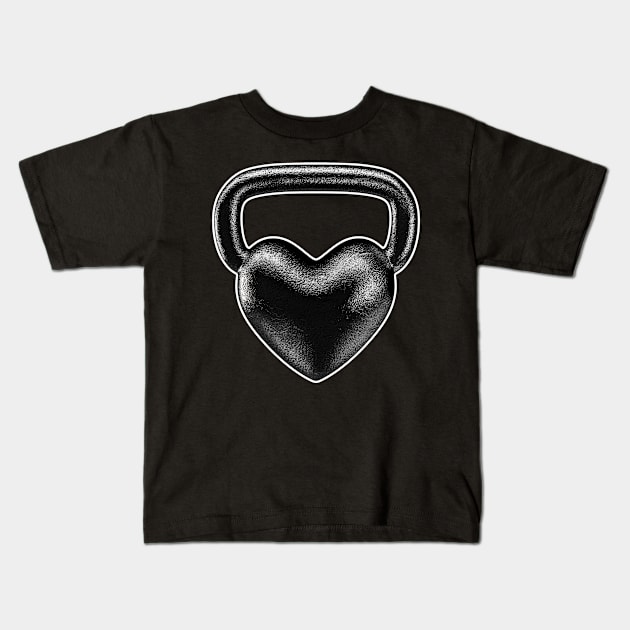 Kettlebell Heart Kids T-Shirt by Grandeduc